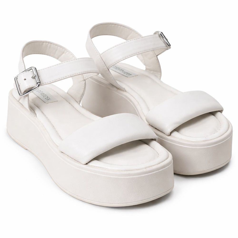 Steve Madden Dubai Vegan Leather Platform Ankle-Strap Sandals in Bone